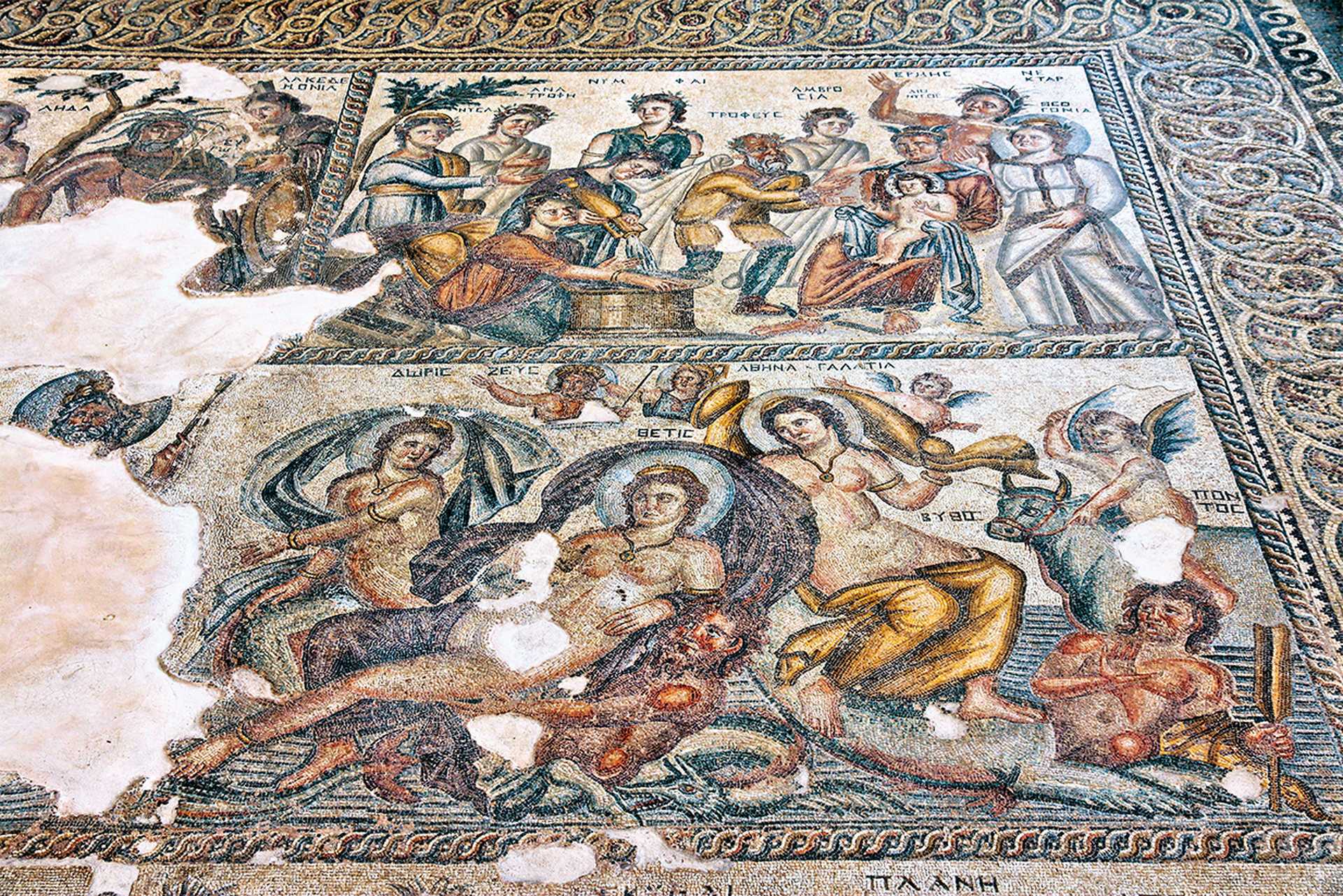 An ancient Greek mosaic at Paphos archeological park