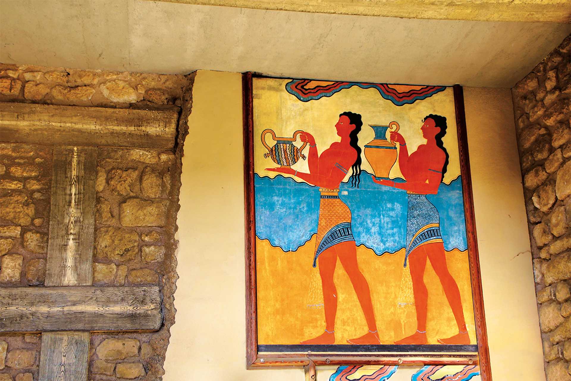 A Minoan fresco in Knossos Palace, Crete