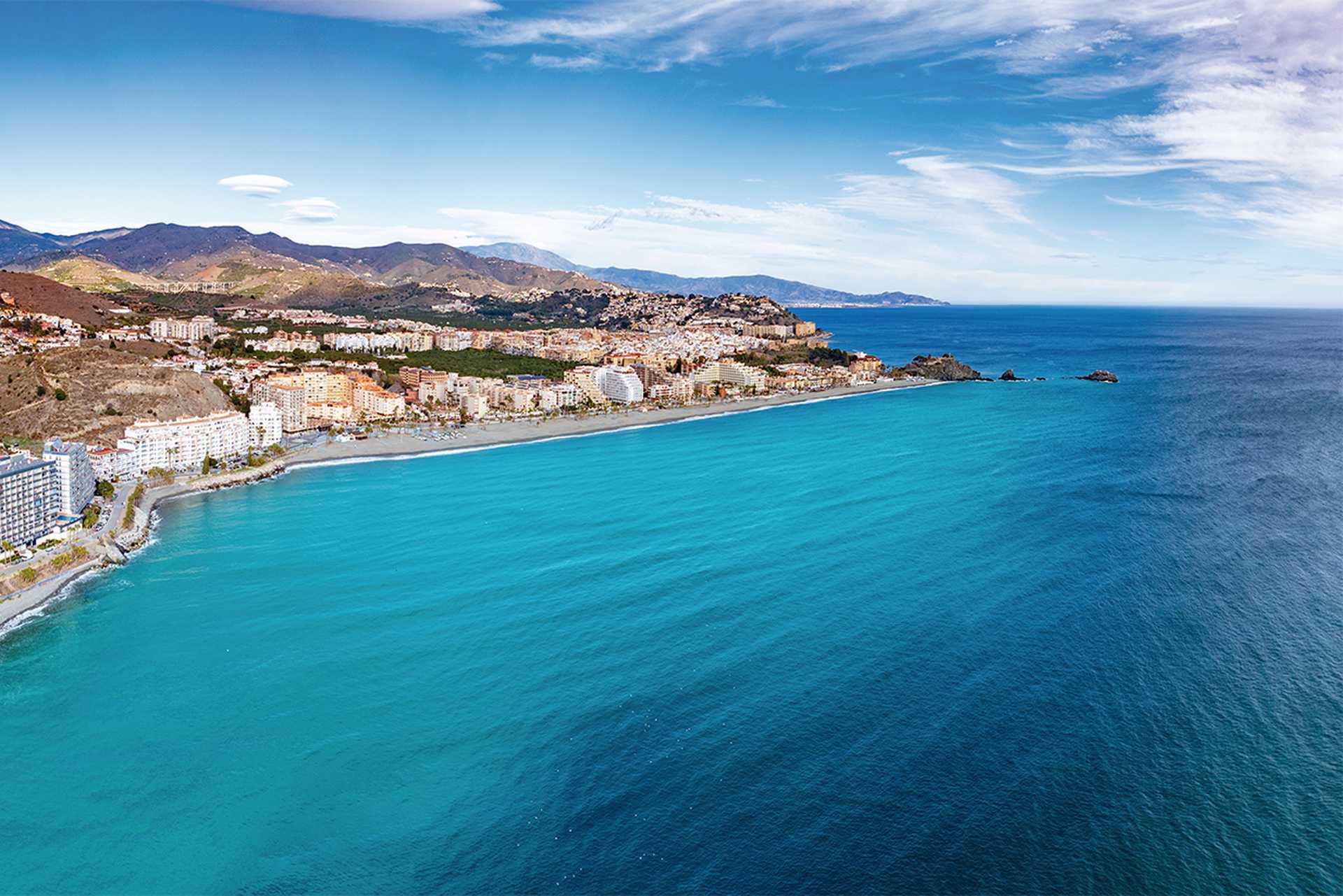 Aerial view of St Christopher’s beach, Almuñécar