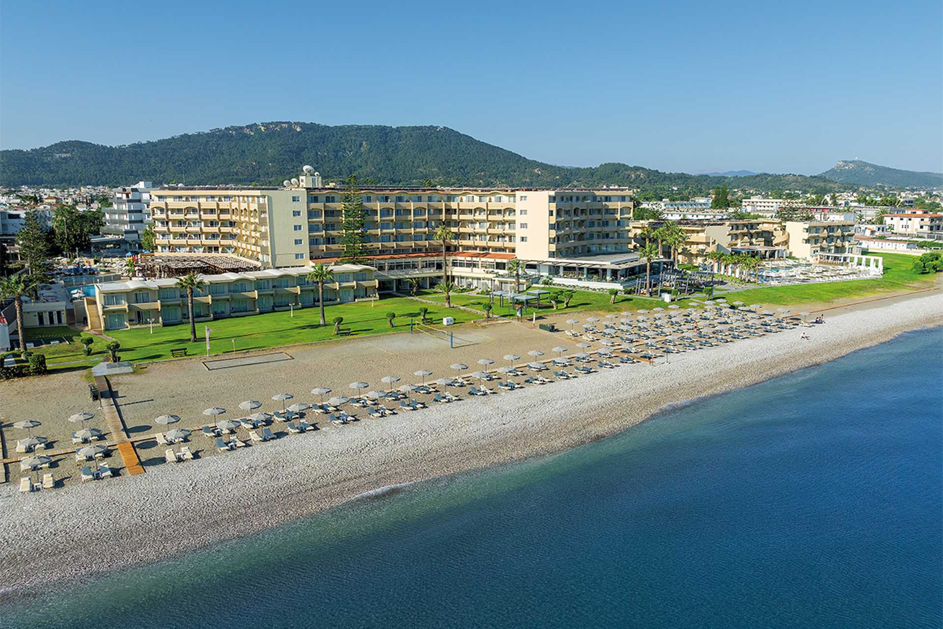 The hotel is situated on a private beach - Sun Beach Resort, Ialyssos, Rhodes, Greece