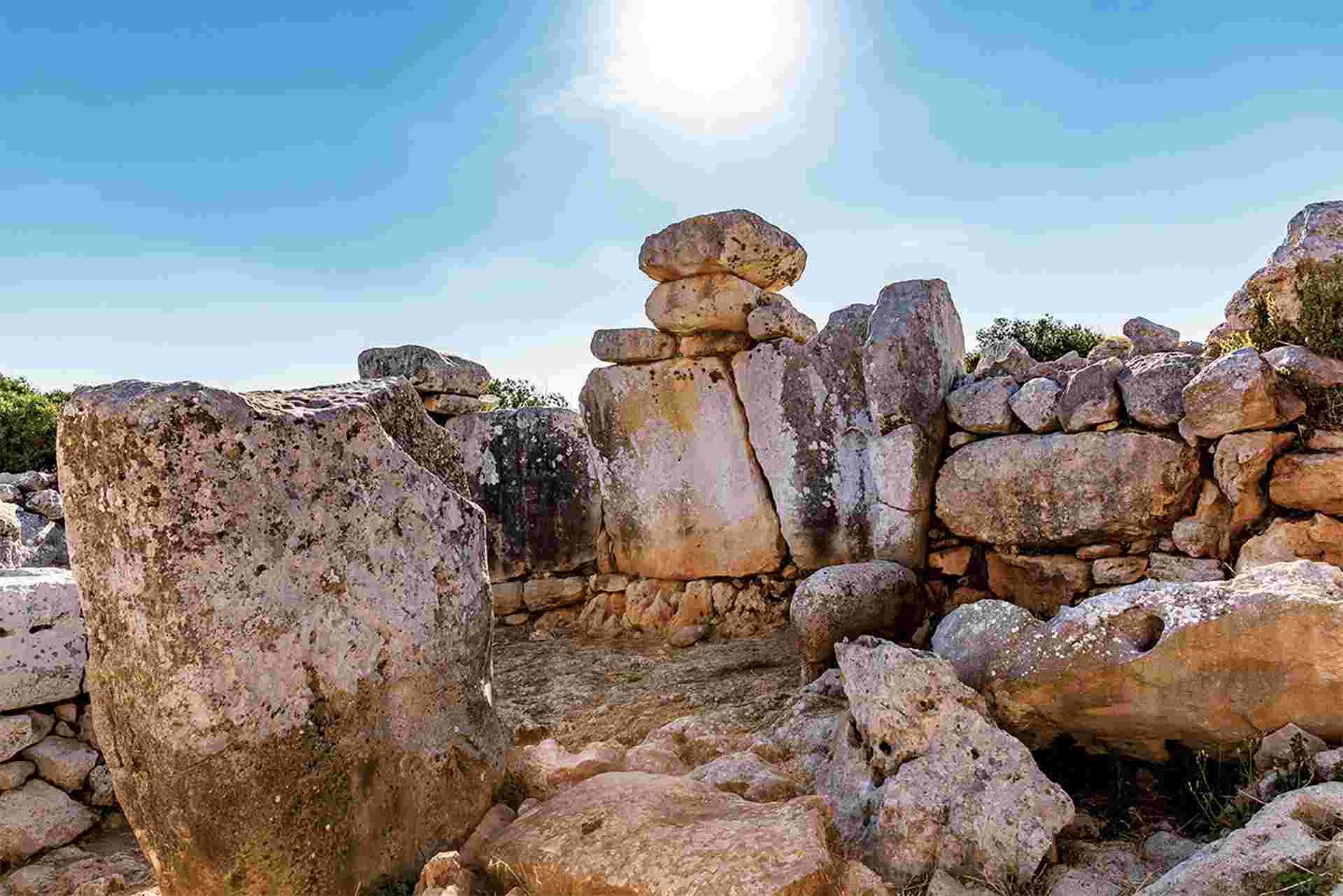 Torre d'en Galmes, Talayotic settlement, megalithic building, 1400 BC excavation site, Menorca, Balearic Islands