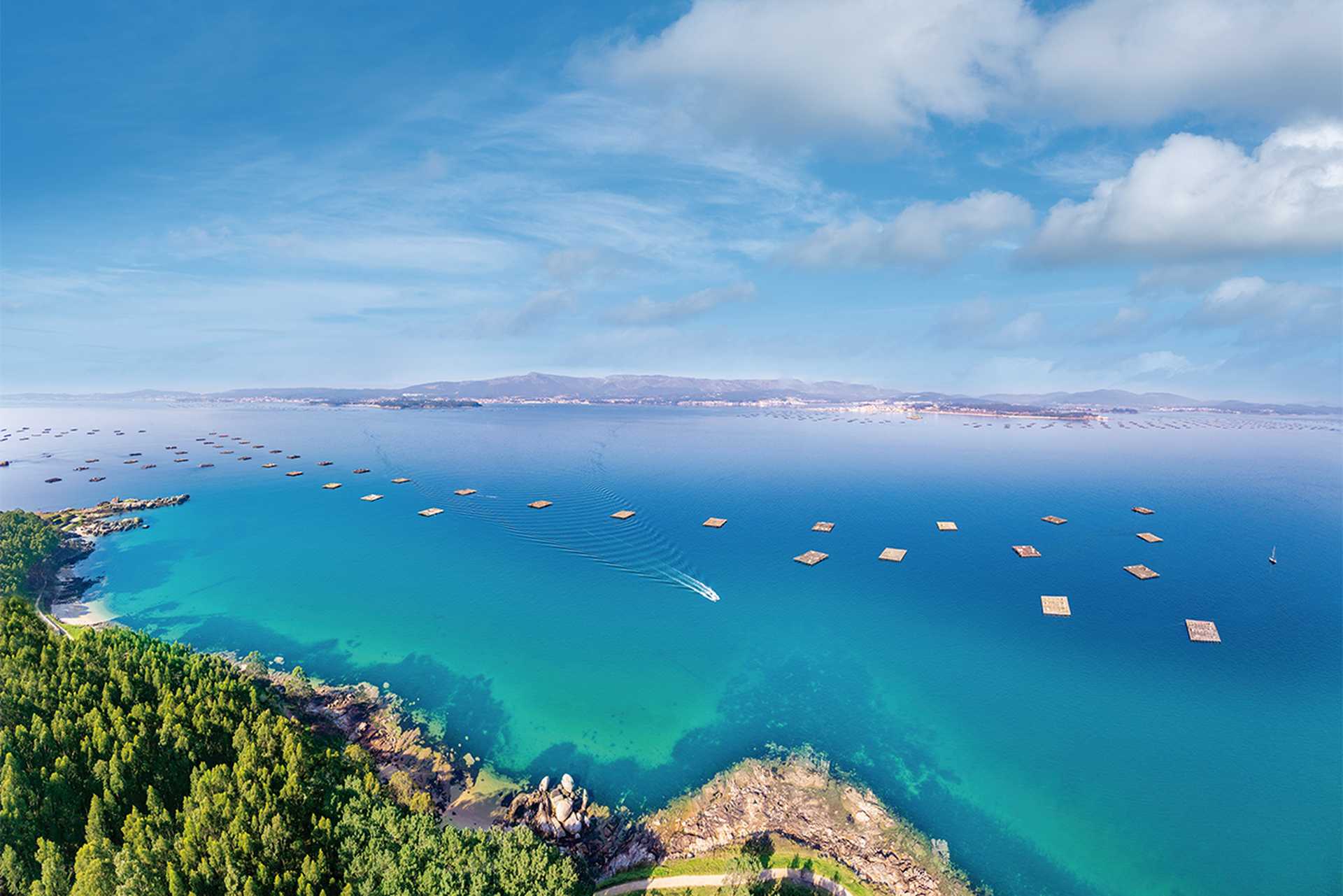 An aerial view of Rias Baixas, Pontevedra