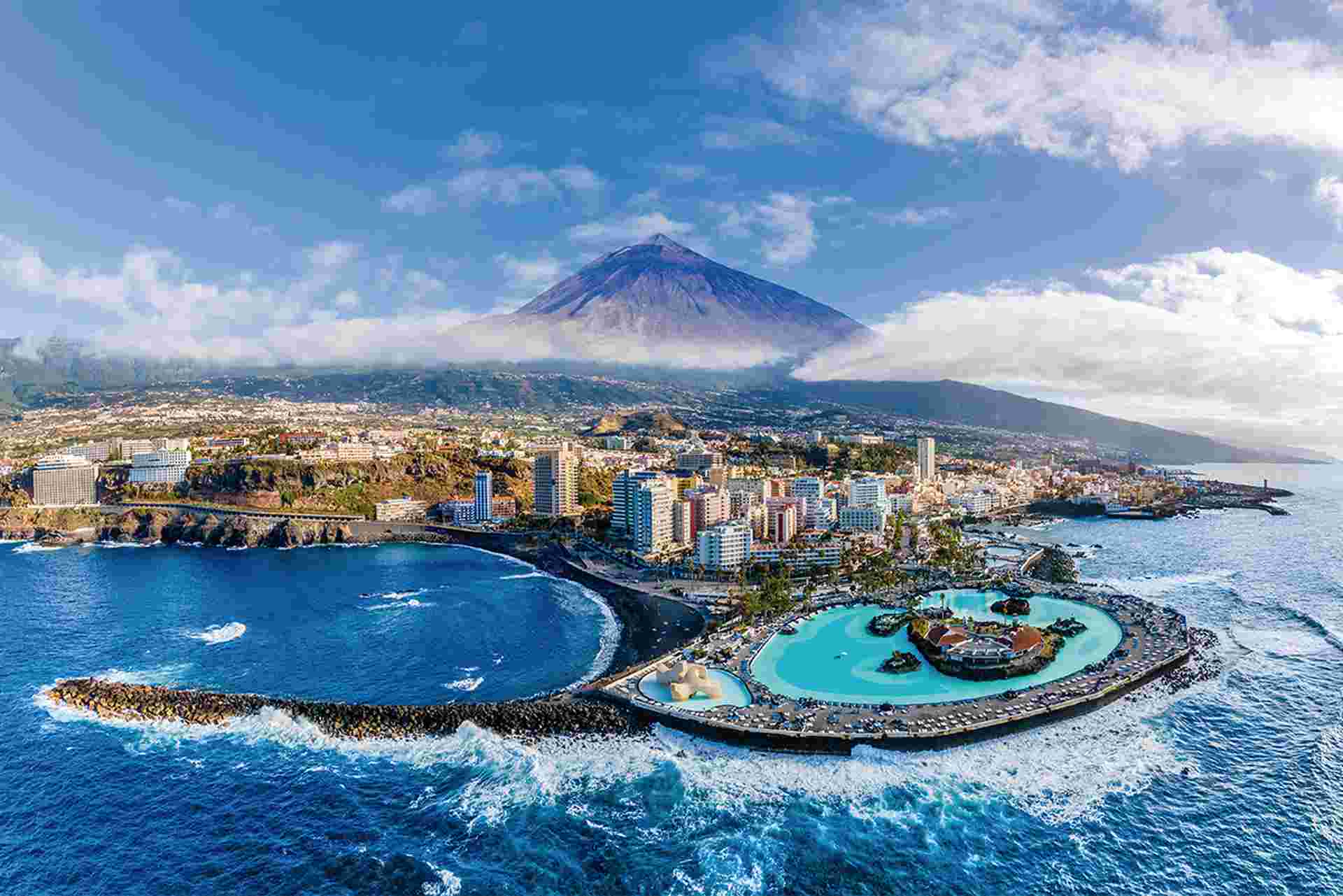 An aerial view of Puerto de la Cruz, Tenerife