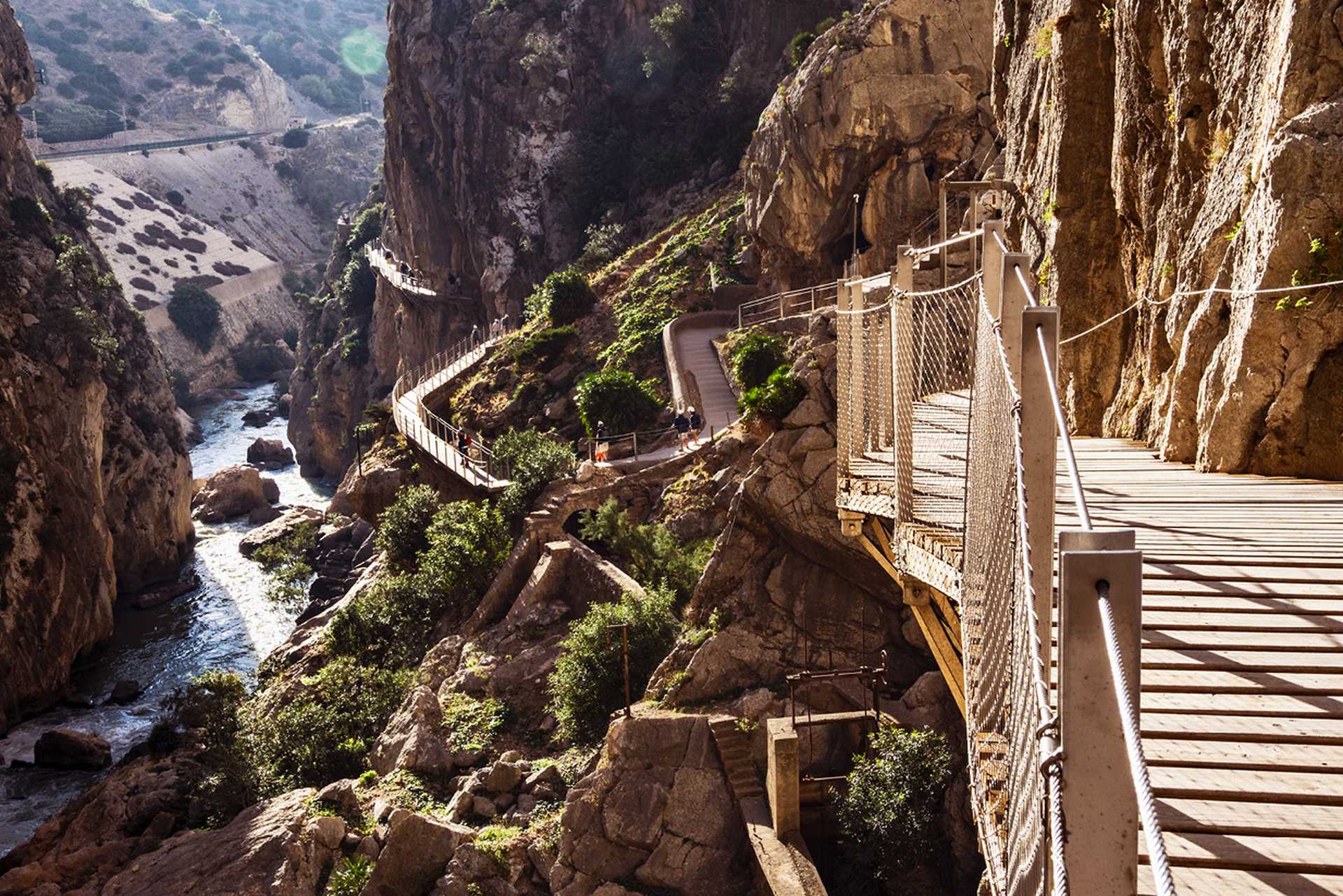 Walkway pinned along the steep walls of Caminito del Rey, Malaga, Andalusia, Spain. SPIN: Walking in Moorish Spain