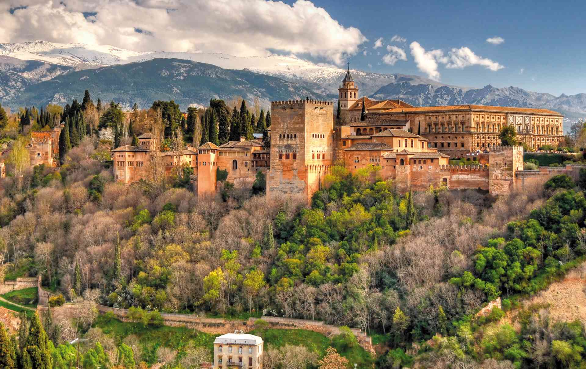 A view of La Alhambra fortress, Granada, Spain.