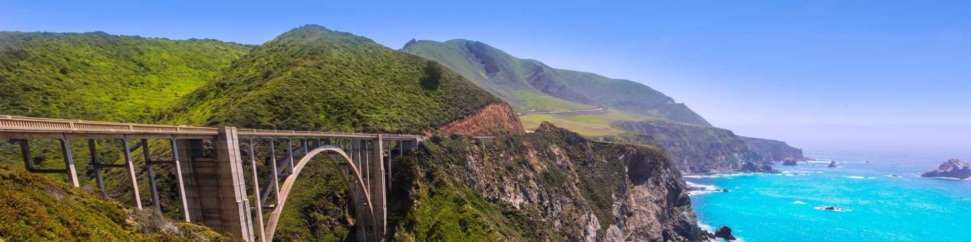 California Bixby bridge in Big Sur in Monterey County along State Route 1 US