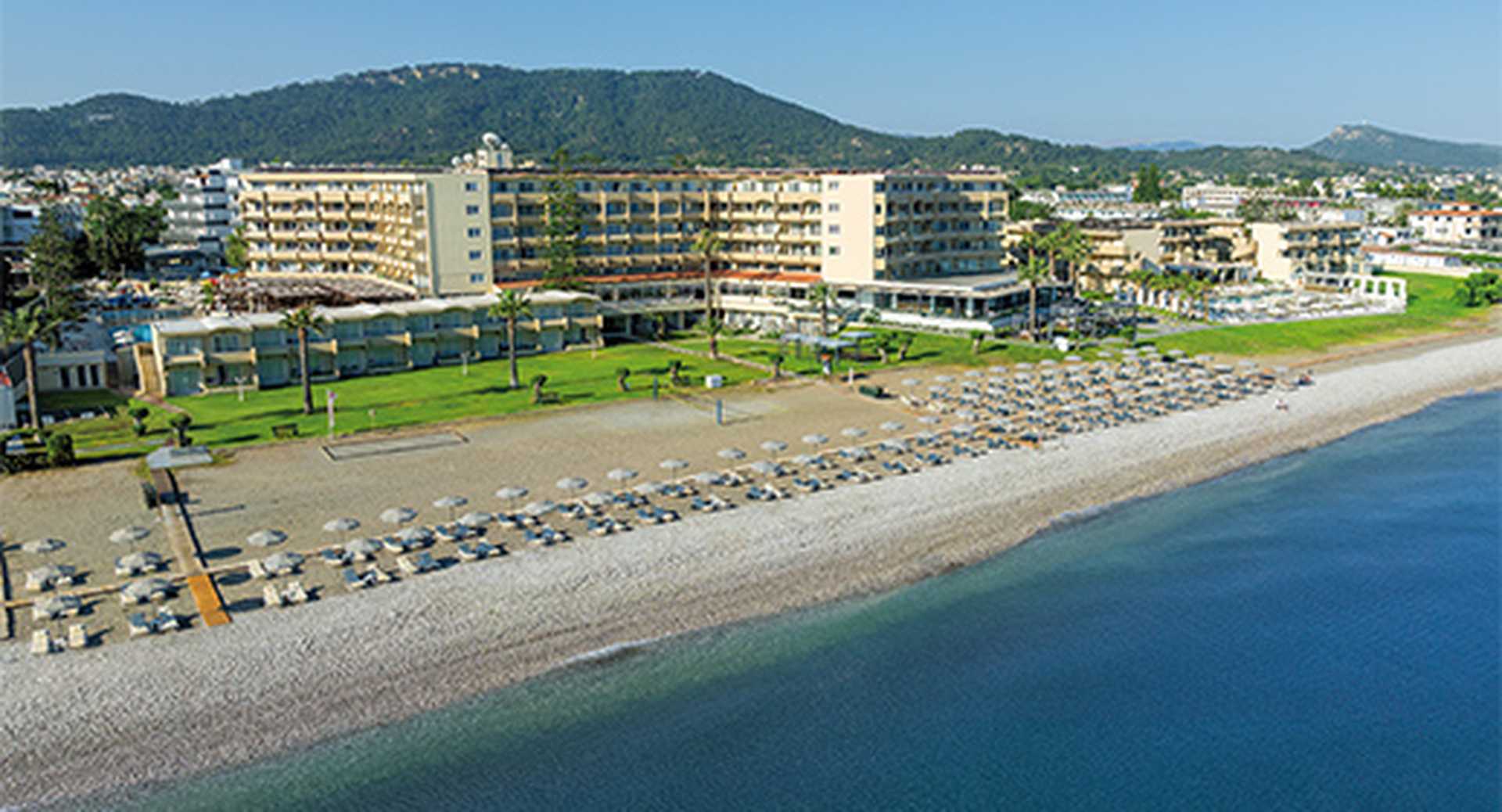 The hotel is situated on a private beach - Sun Beach Resort, Ialyssos, Rhodes, Greece