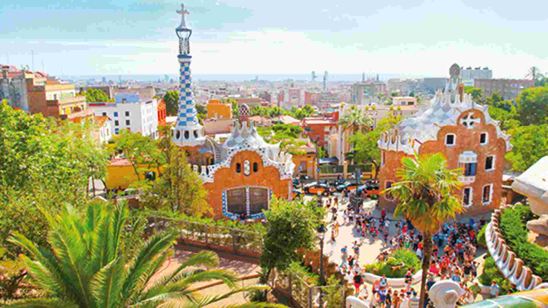 The Famous Summer Park Guell, Barcelona, Spain