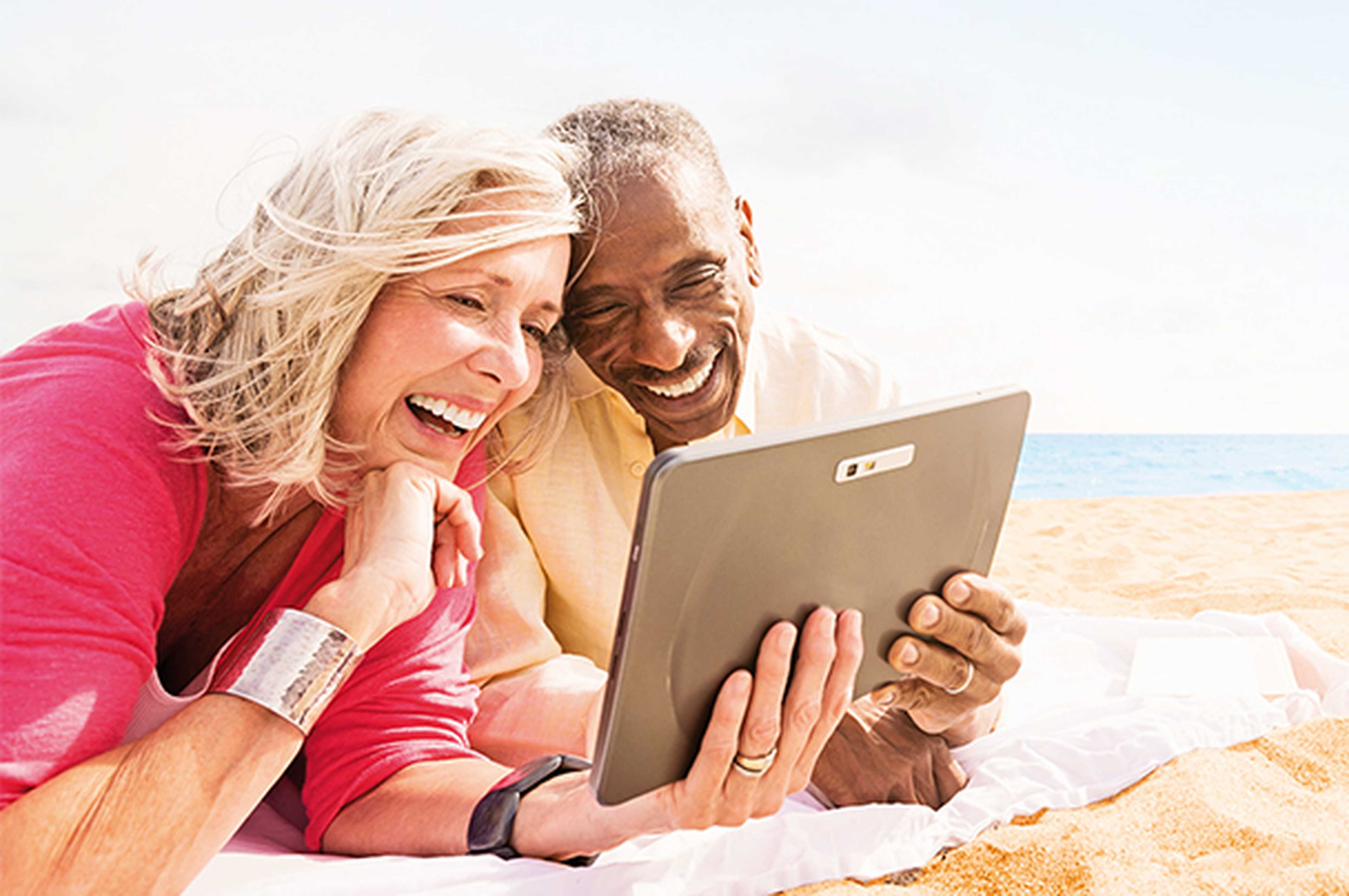 Couple using tablet