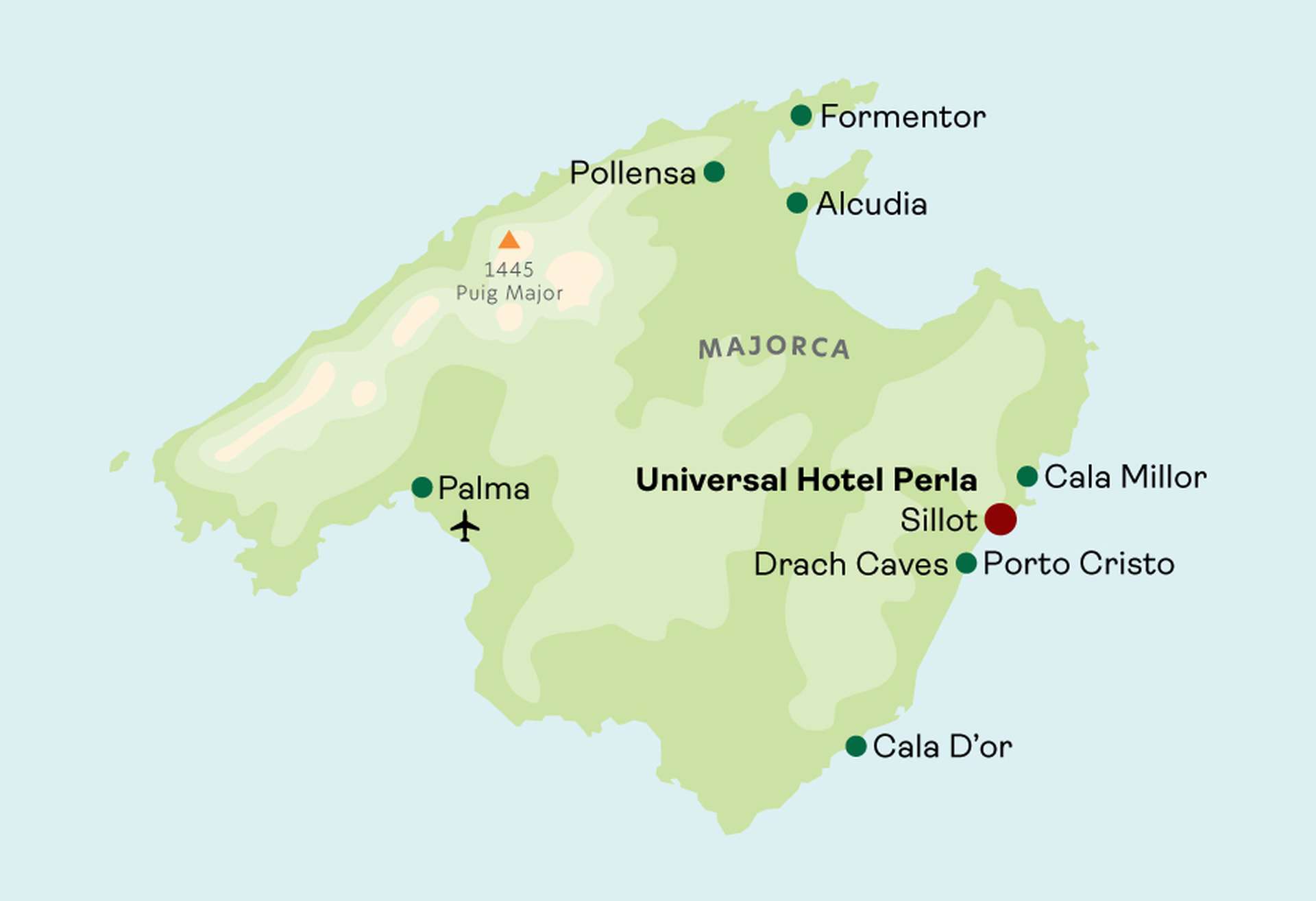 Universal Hotel Perla map
