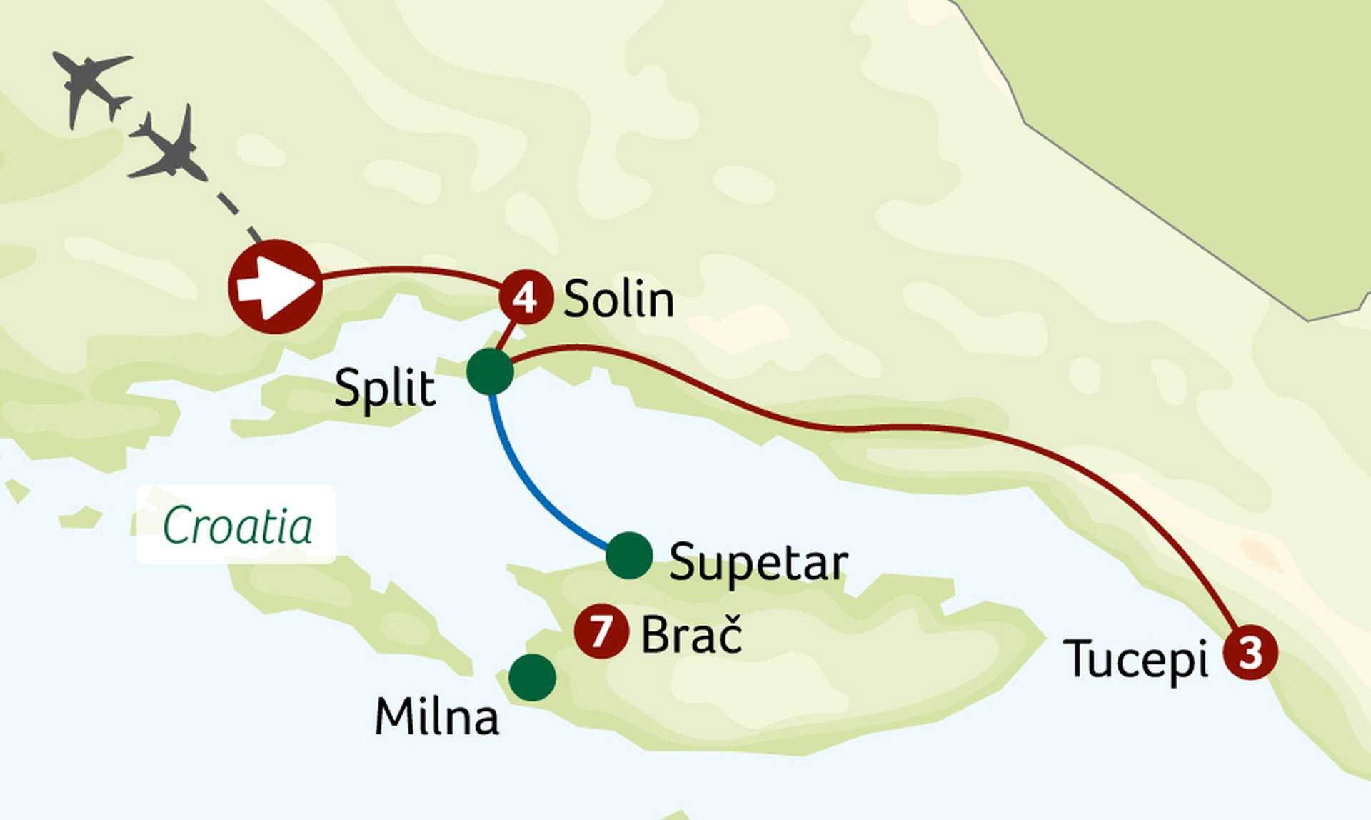 CAA Jewels of Croatia tour map