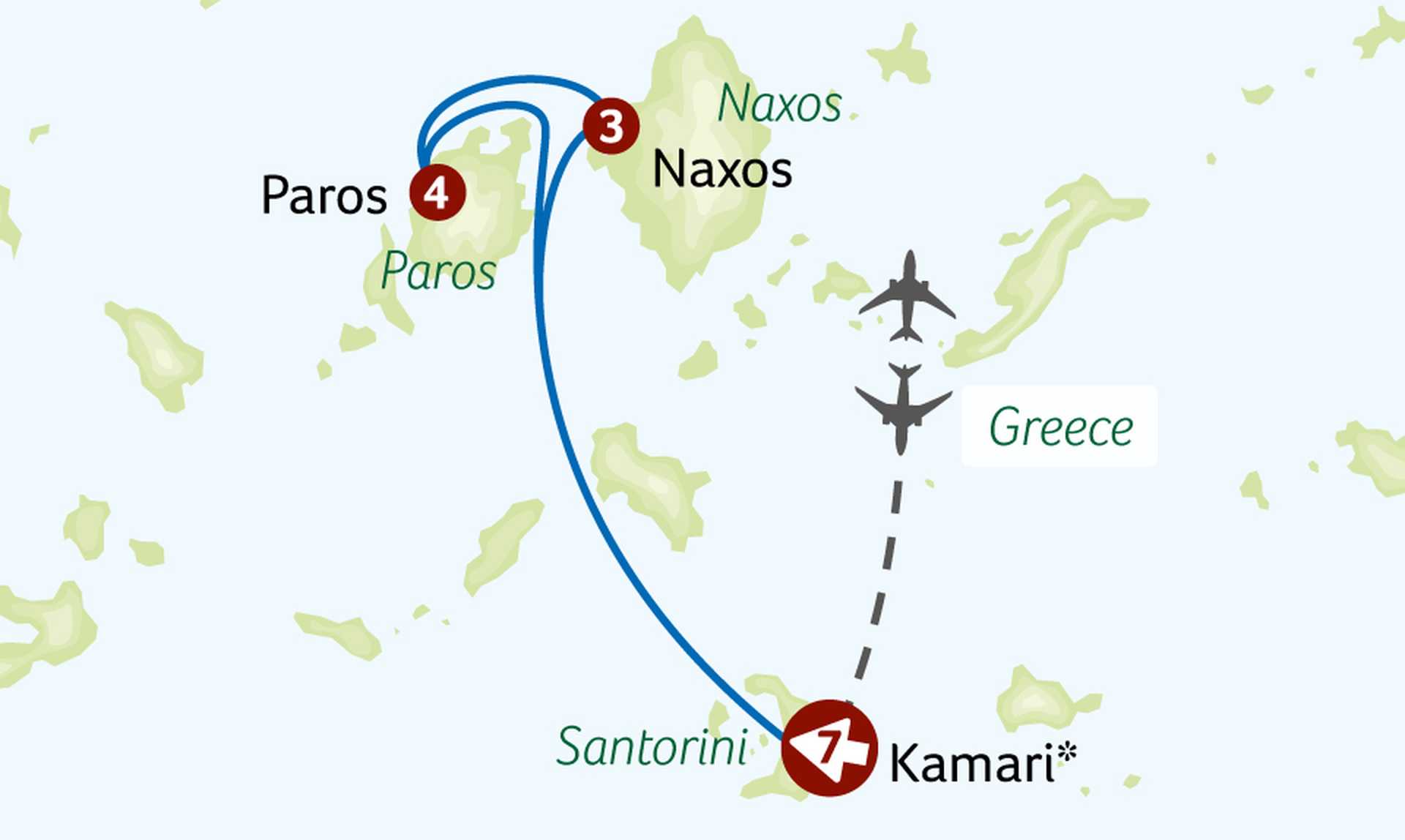 TTG TGI Greek Island Hopping tour map