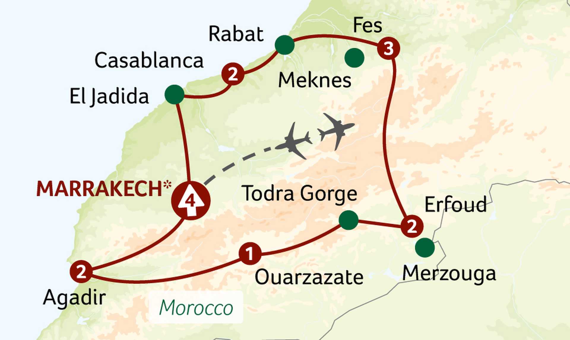 Morocco’s Imperial Cities and the Sahara touring map - semos