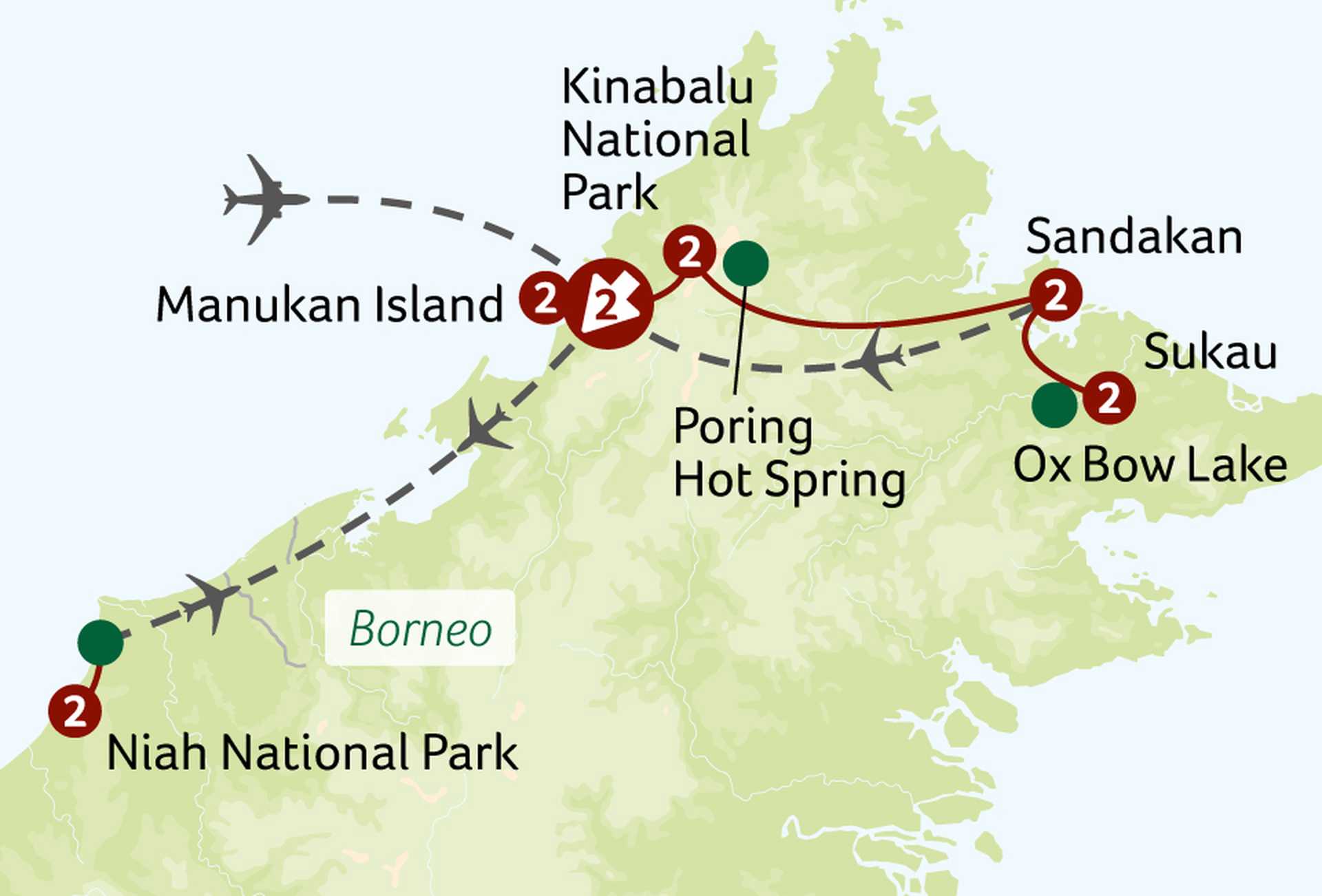 BRN Borneo Rainforest Adventure tour map