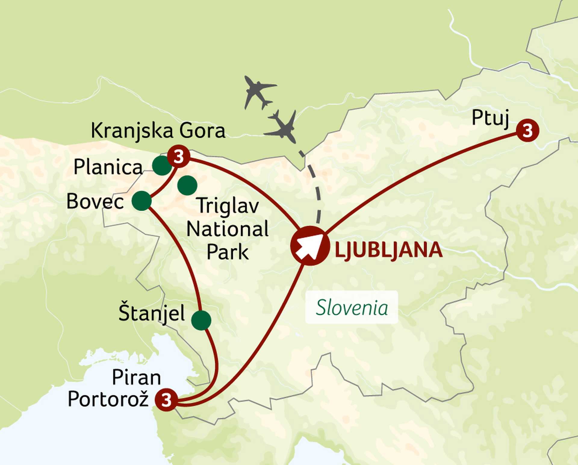 SLV – Stunning Slovenia tour map