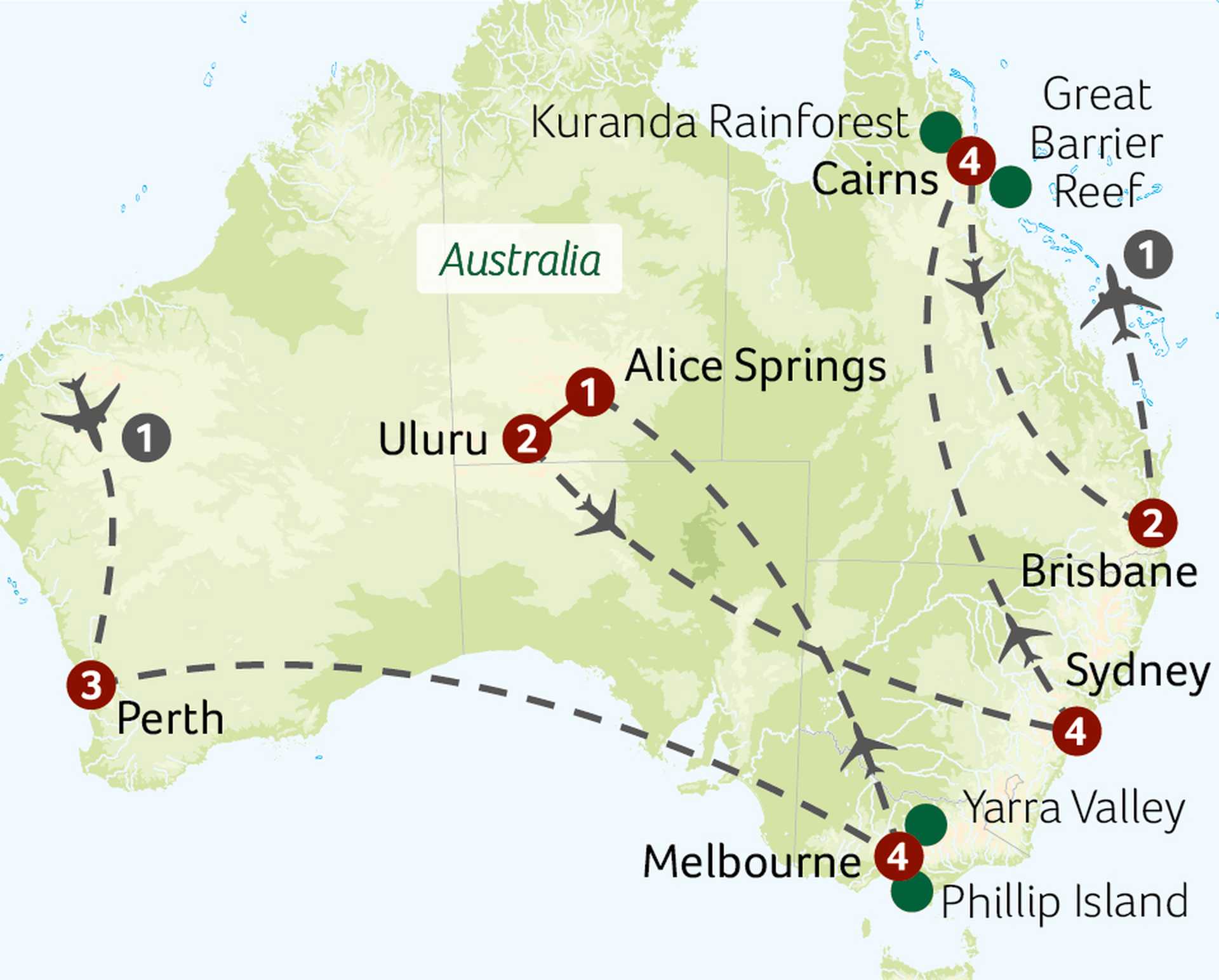 Wonders of Australia tour map - seauz