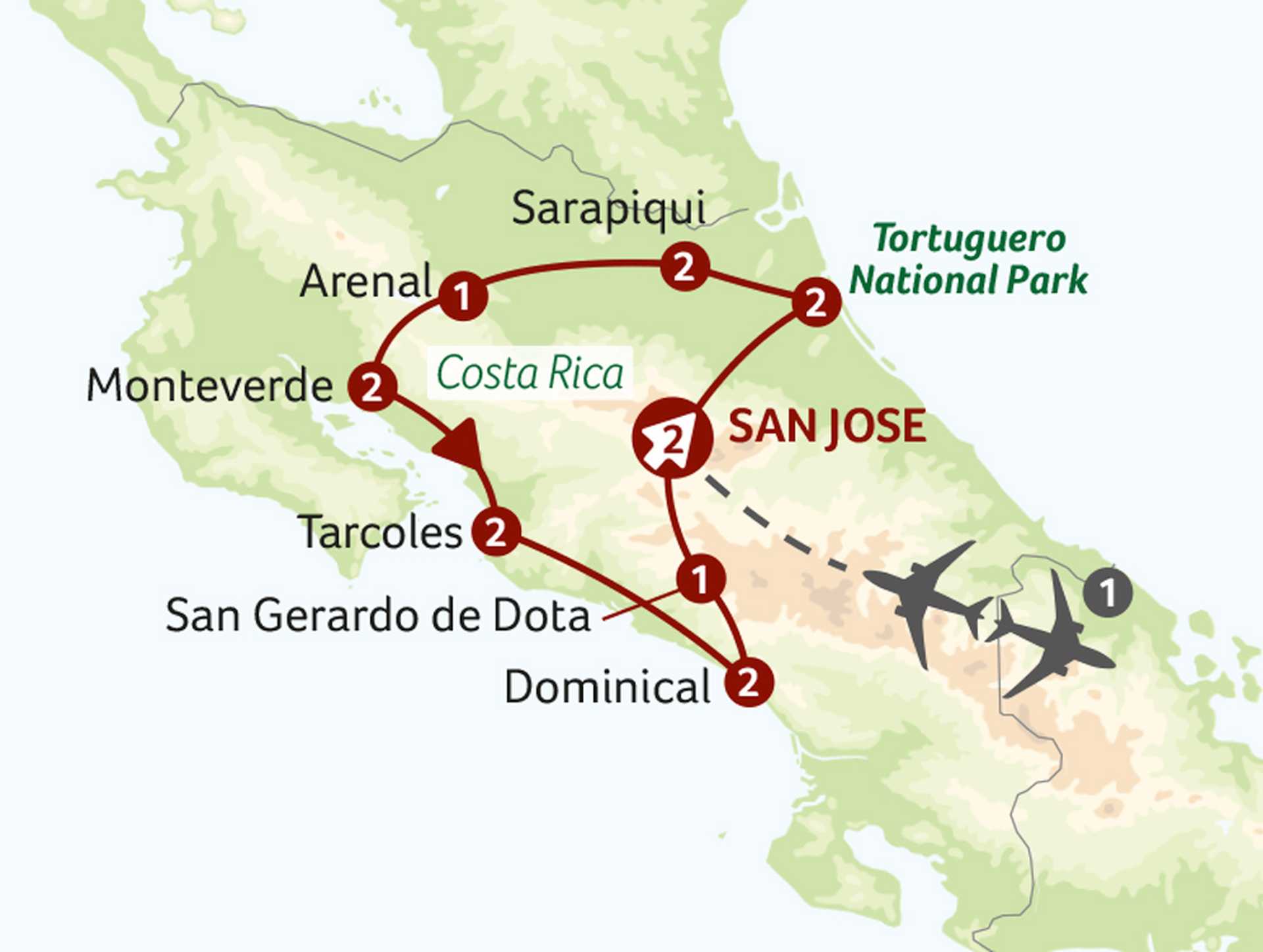 Costa Rican Adventure Map