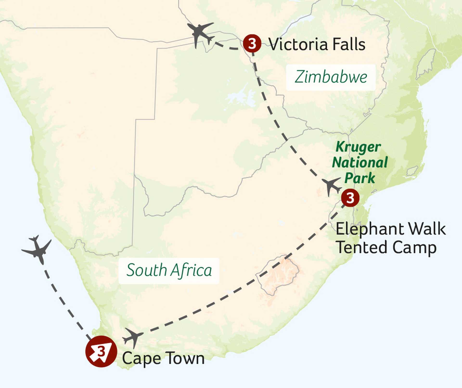 From the Cape to the Falls Map