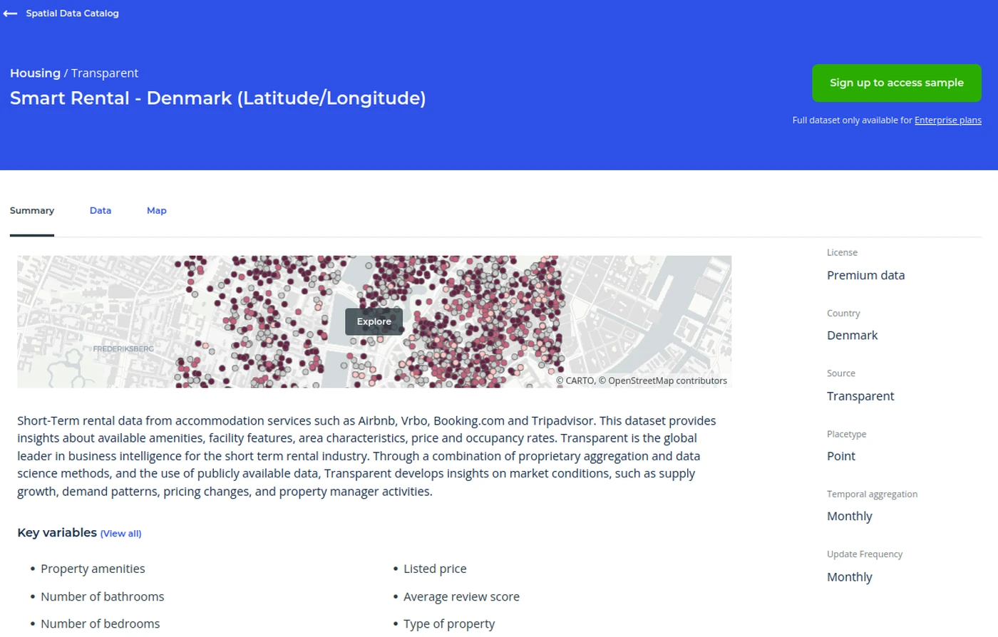 Spatial Data Catalog Smart Rental for Denmark