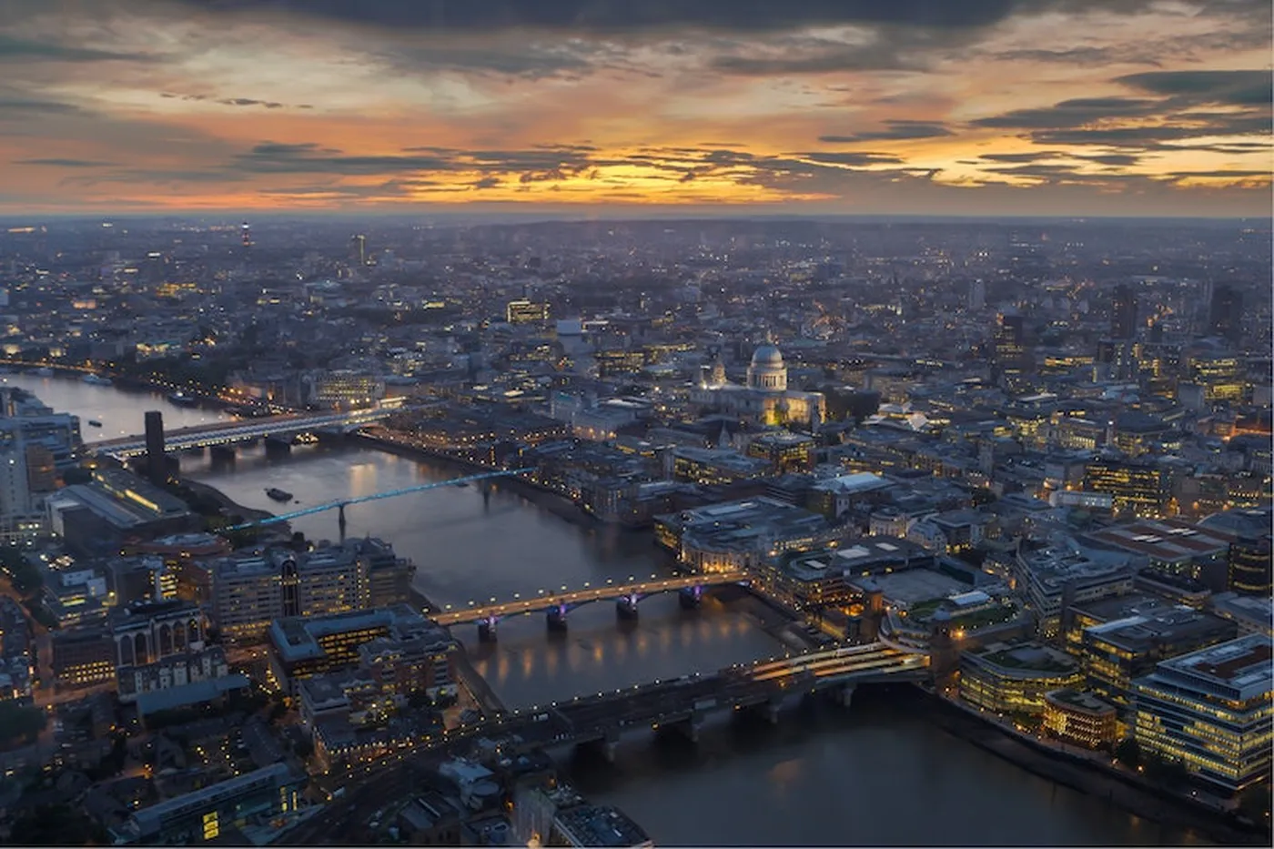 London sunset from above