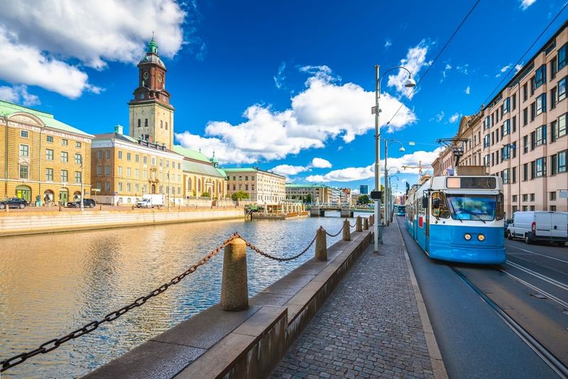 City of Gothenburg street architecture view, Vastra Gotaland County of Sweden
