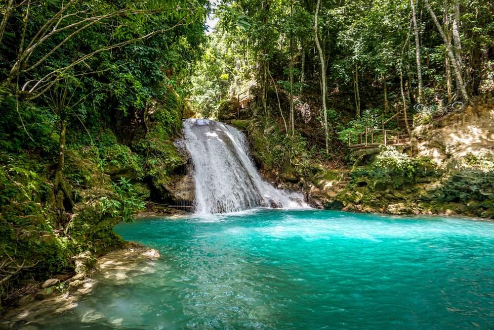 Beautiful Jungle Blue Hole Waterfalls in Jamaica, Ocho Rios