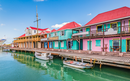 St John's, Antigua. Colorful buildings at the cruise port.