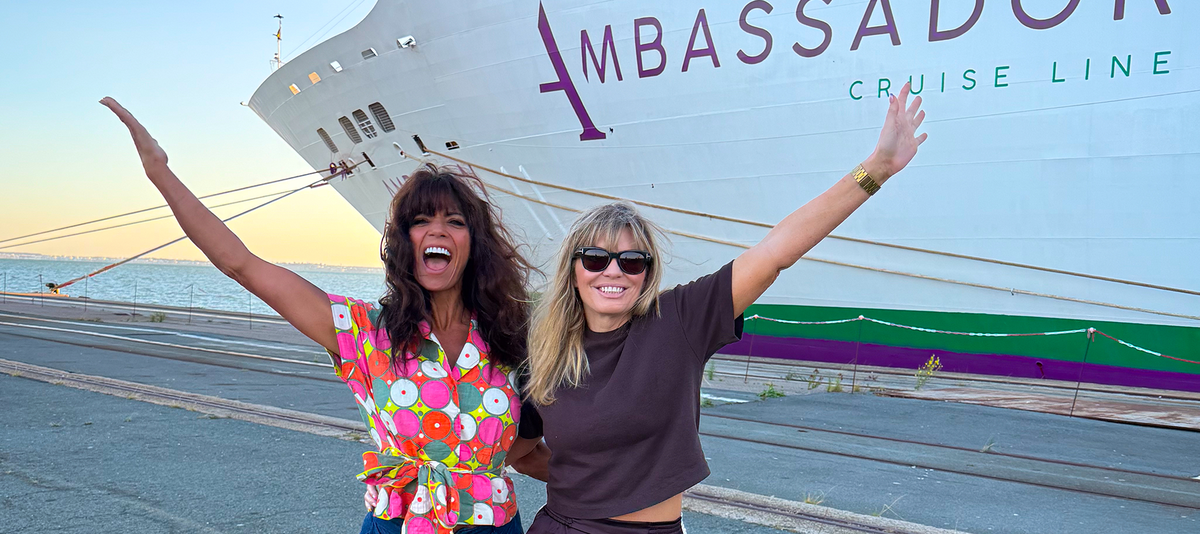 KATE AND JENNY near Ambassador Cruise Line Ship