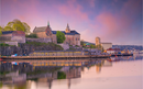 Oslo downtown city skyline cityscape in Norway at sunset