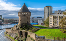 A view down the Penfield river towards the Tanguy tower at Brest, France on a sunny day in autumn