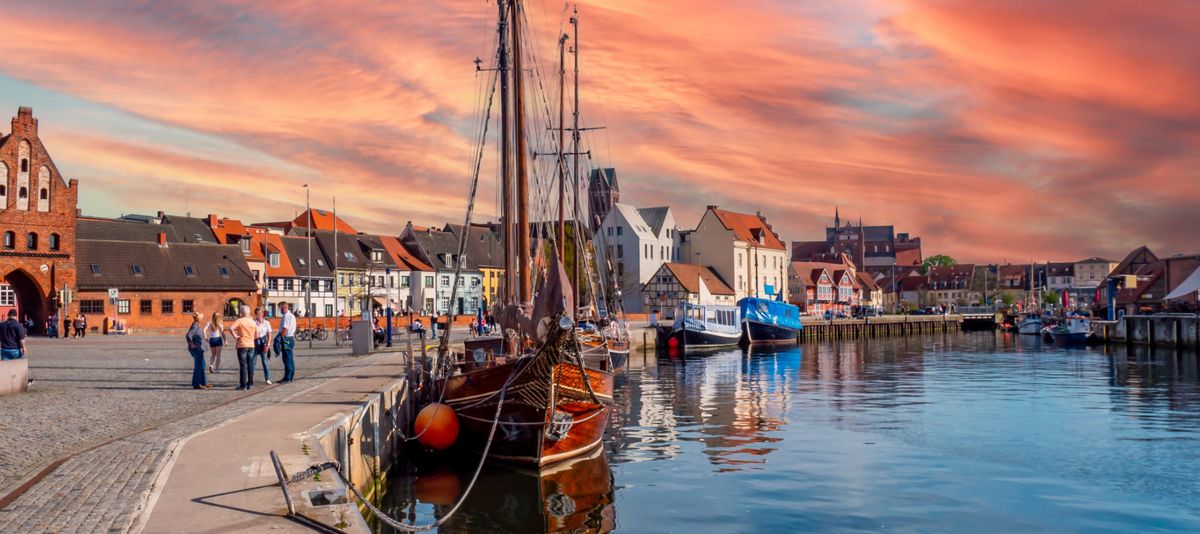 Old port of Wismar in Mecklenburg-West Pomerania