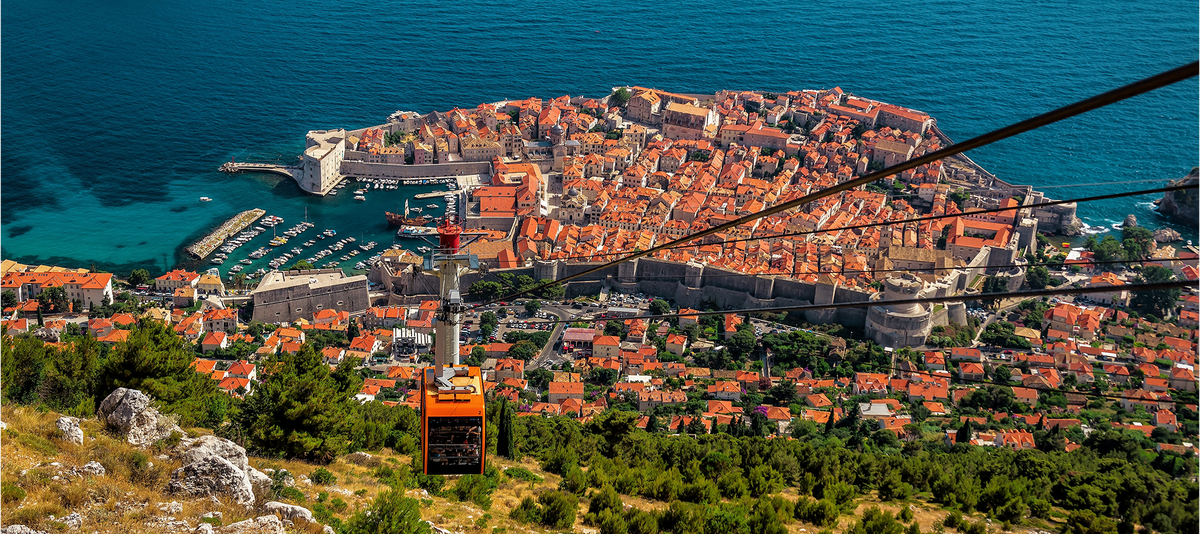 View on cable car elevator in old Dubrovnik city in a beautiful summer day, Croatia. Travel and vacation theme
