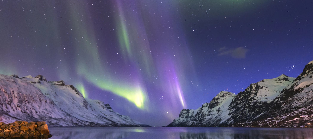 The polar lights in Norway, Tromso, Ersfjord