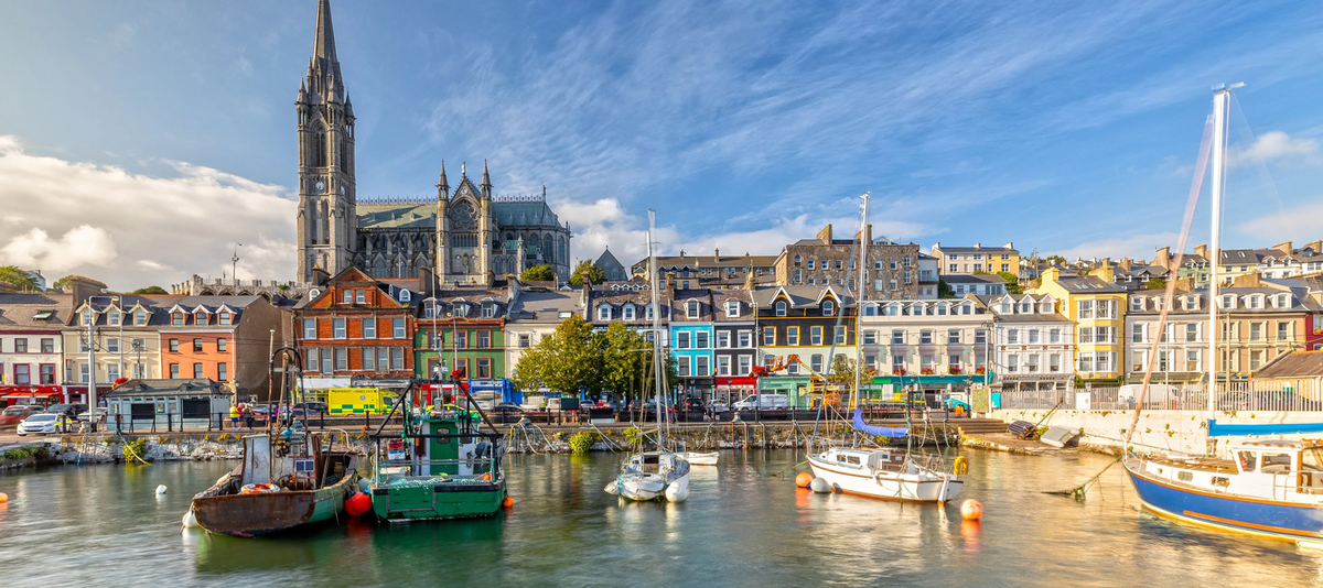 Impression of the St. Colman's Cathedral in Cobh near Cork, Ireland