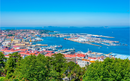 Aerial view of port in Spanish town Vigo.