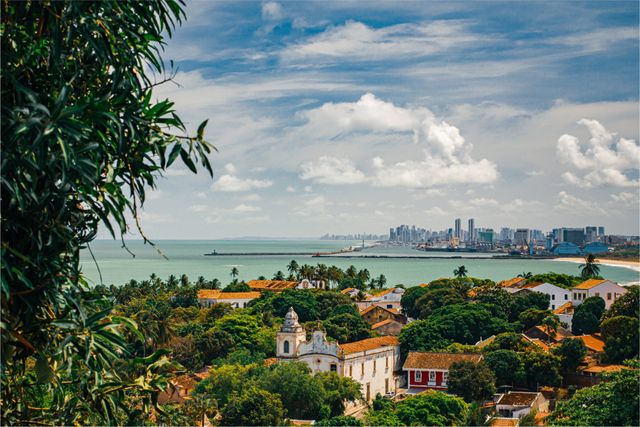 The cities of Olinda and Recife, seen from Alto da Sé.