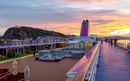Sunset from the deck of the Ambition cruise ship in Alesund, Norway