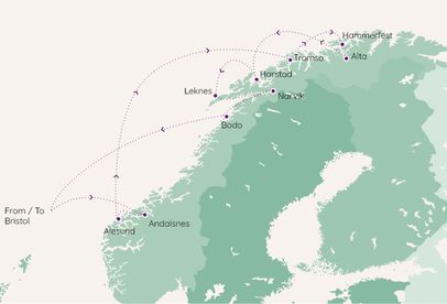 A22629BR - Norway's Land of the Northern Lights Itinerary Map
