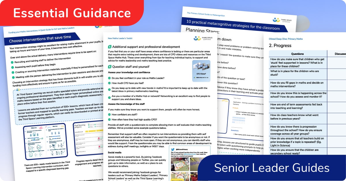 Leader Guide Vs Study Guide School Leader Guides | Third Space Learning Resources | Maths Hub