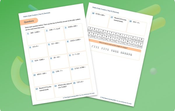 Maths Code Crackers Pack | Decimals | Year 6