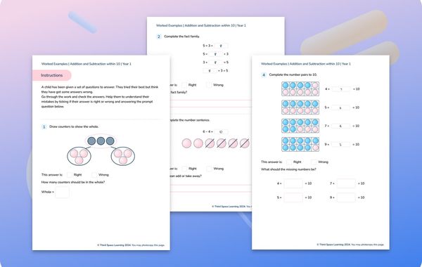 Worked Examples | Addition And Subtraction Within 10 | Year 1