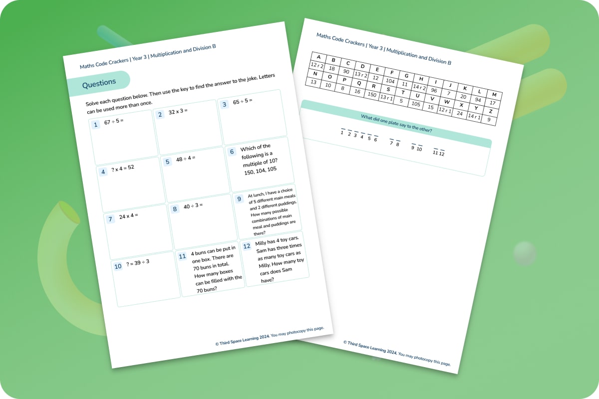 Maths Code Crackers Pack | Multiplication and Division B | Year 3