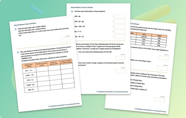 Word Problems | Division | Year 6