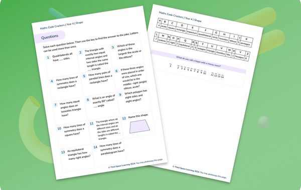 Maths Code Crackers Pack | Shape | Year 4