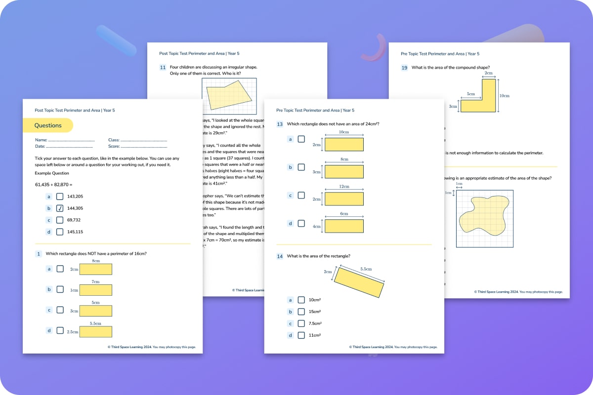 Diagnostic Assessment | Perimeter And Area | Year 5