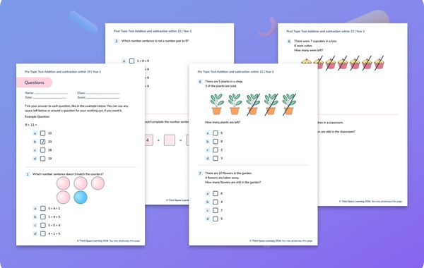 Diagnostic Assessment Addition And Subtraction within 10 Year 1