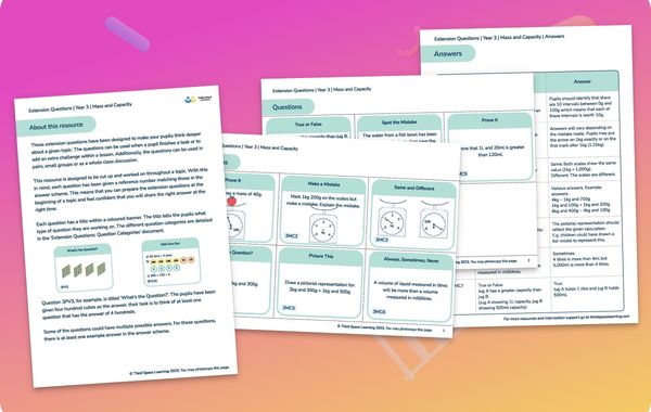 Extension Questions | Mass And Capacity | Year 3