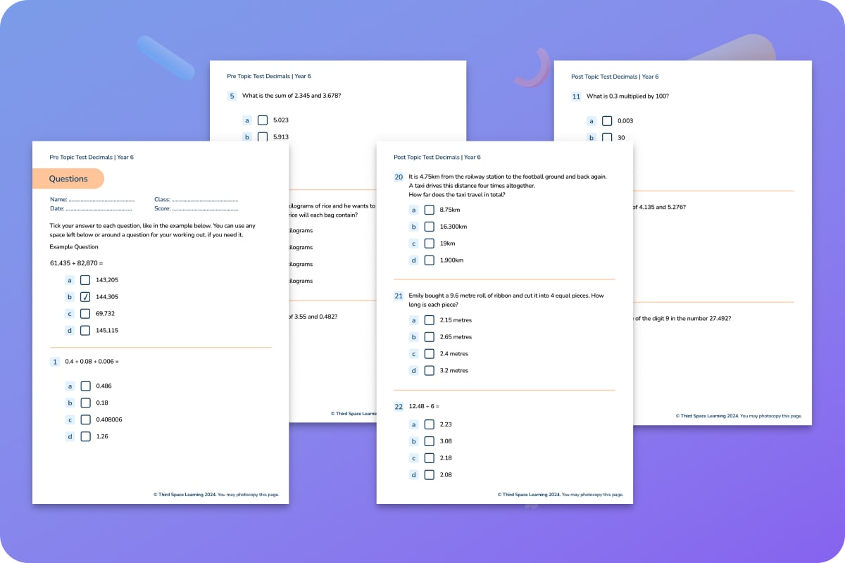 Diagnostic Assessment | Decimals | Year 6