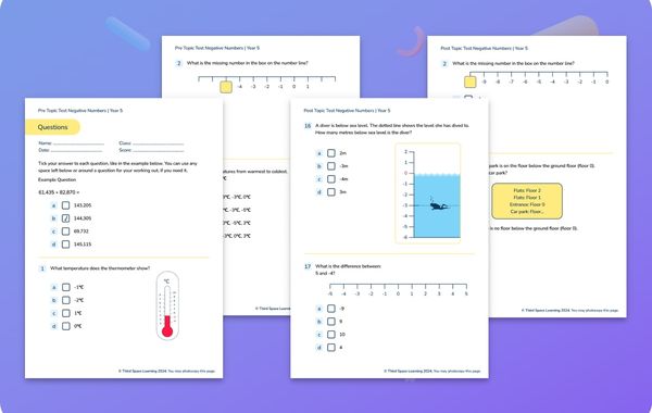 Diagnostic Assessment Negative Numbers Year 5