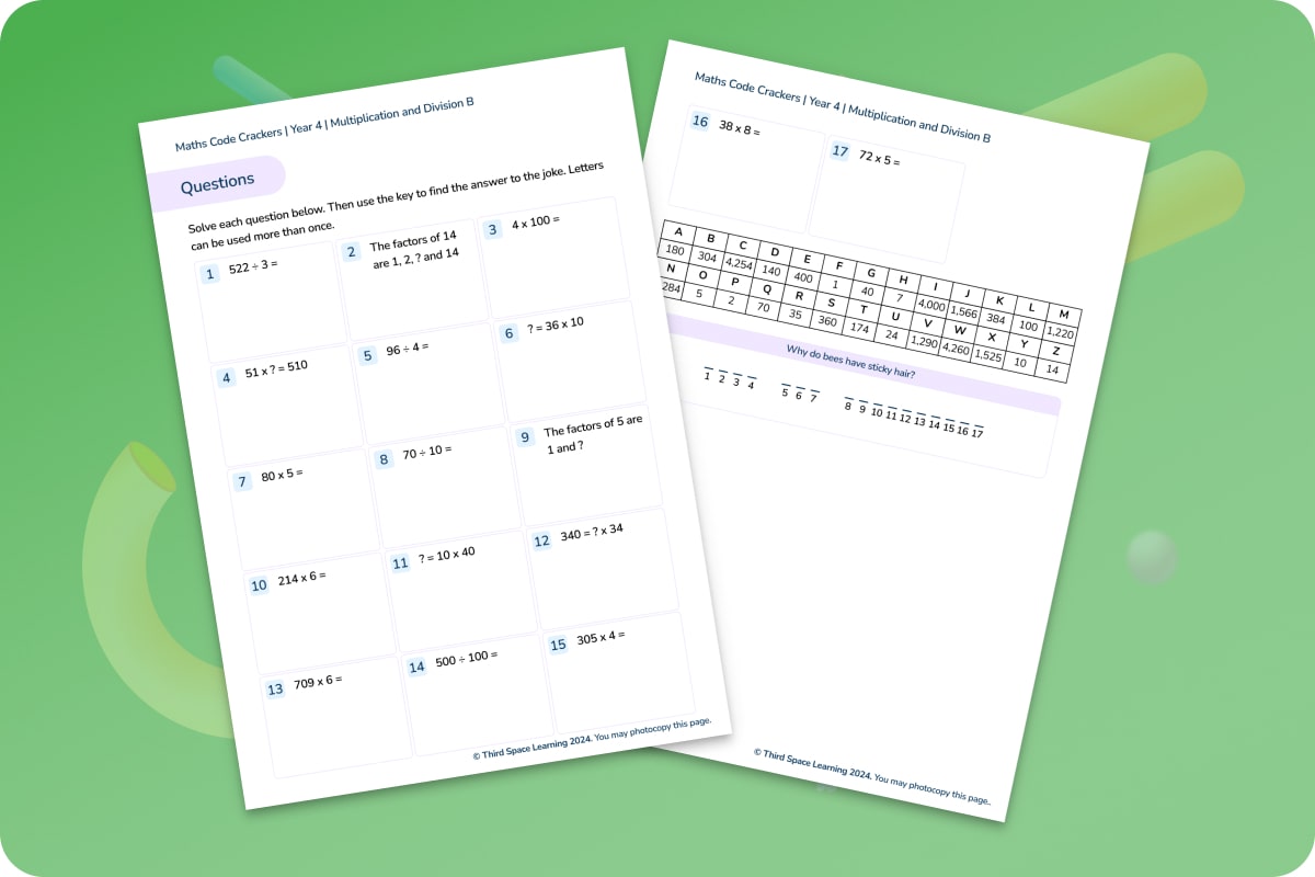 Maths Code Crackers Pack | Multiplication and Division B | Year 4